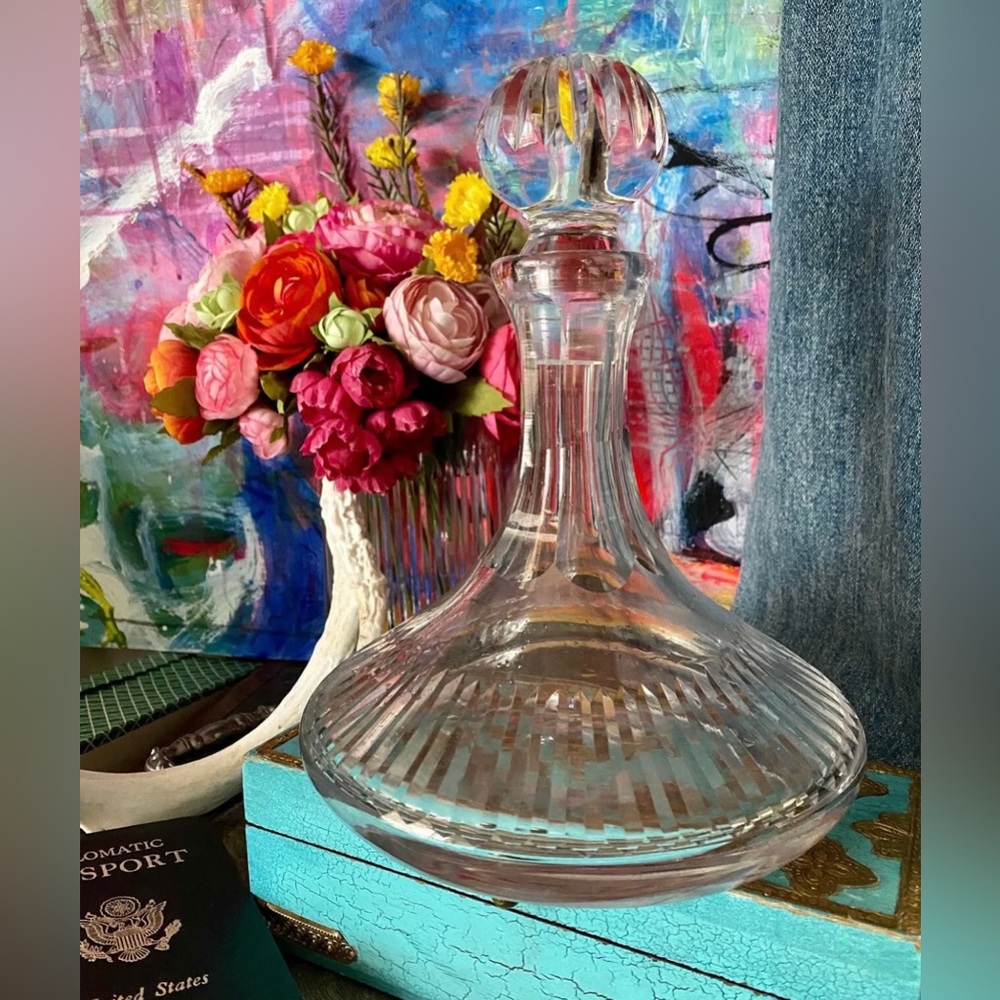 Rare Vintage GUCCI Crystal Decanter Barware Bar Cart Cocktail Party Decor Design